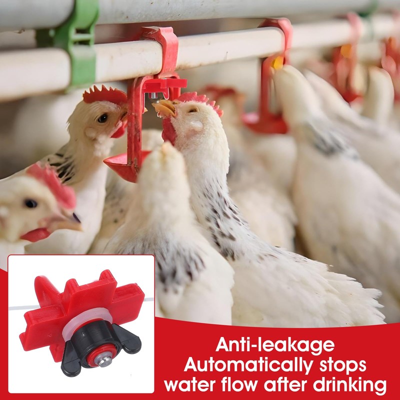 12 Pcs Horizontal Chicken Waterer Nipples, Automatic Poultry Watering System