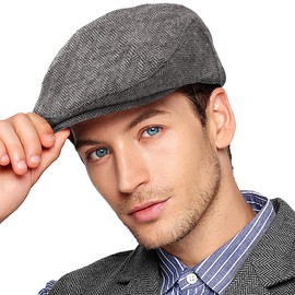 Gorro de hiedra para hombre, gorro de boqui, clásico de mezcla de lana, gorra plana de tweed para hombre, Forro acolchado relleno gris, 7 3/4-7 7/8