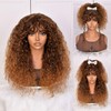 SOFUN Ombre Brown Curly Wig With Bangs for Black Women