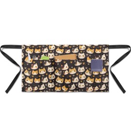 Yorfeemge Waist Apron with 3 Pockets Waiter Server Short Aprons Half Aprons with Pockets Waitress Apron for Women Cute Cat
