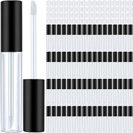 100 Tubos de Brillo de Labios Vacíos de 10 ml Botella de Contenedor de Bálsamo Labial Recargable Mini Claro Envase de Plástico con Varilla e Inserciones de Goma Carga Dividida de Viaje DIY Maquillaje