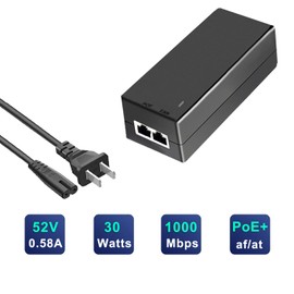 Gigabit PoE+ Injector,PoE+ 30W, Converts a Non-PoE Port to a PoE+ 1000Mbps RJ45 Ports, 1GBASE-T Compliant,802.3af/at, Network a PoE Device Upto 100m,