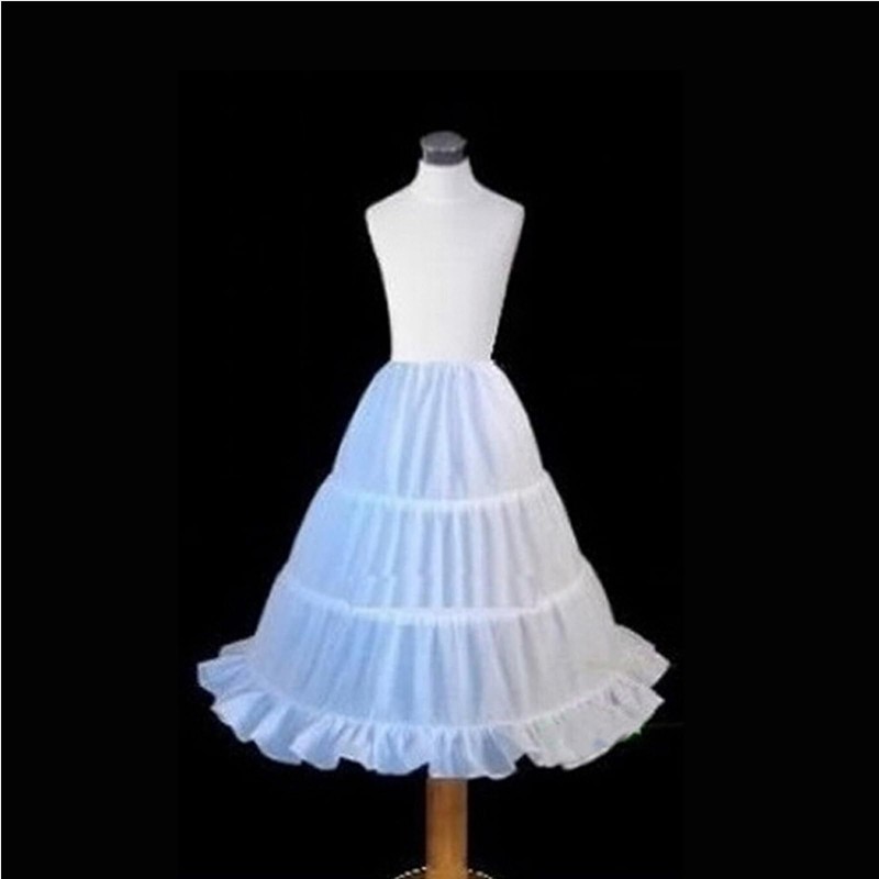 LYSINK Kids Petticoat Single Layer Solid White 3 Hoop Ruffle