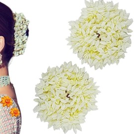 PIDAVLIYA'S Artificial Mogra Gajra Hair Accessories Rubber Band for Women Perfect for Festivals, and Special Occasions (White, Small)