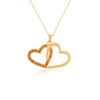 14K Gold Plated Citrine Double Heart Pendant Necklace for Women