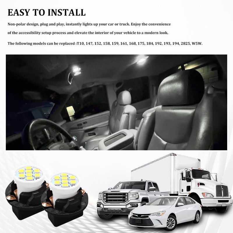 Lyxheth 10PCS T10 194 168 LED Dash Instrument Light Bulbs