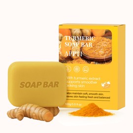 APPTI Turmeric Soap Bar, Natural Handmade Soap, Turmeric Face and Body Wash, Moisturizing Deep Cleansing Soap
