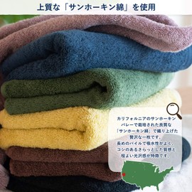 Bloom Imabari Towel, Leon, Face Towel, Set of 3, Sunhawkin Cotton (Sea Blue)