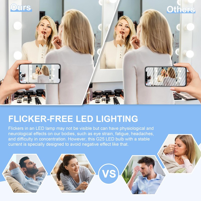 Cotanic 5000K Daylight LED Globe Light Bulbs, E26 Standard Base,