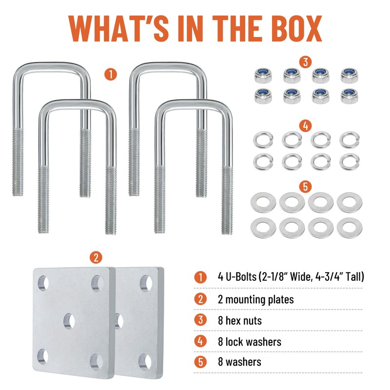 Racewill U Bolt Kit for Boat Trailer Axle Leaf Springs,