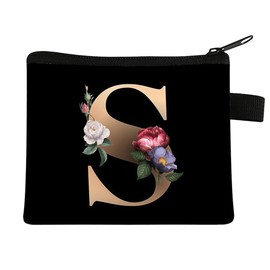 FAVORTALK Coin Purse Small Purses for Women Mini Coin Bags with Zipper Initial Coin Pocket Portable Coin Pouch Black Purses for Credit Card Earphone Lipstick - 13621