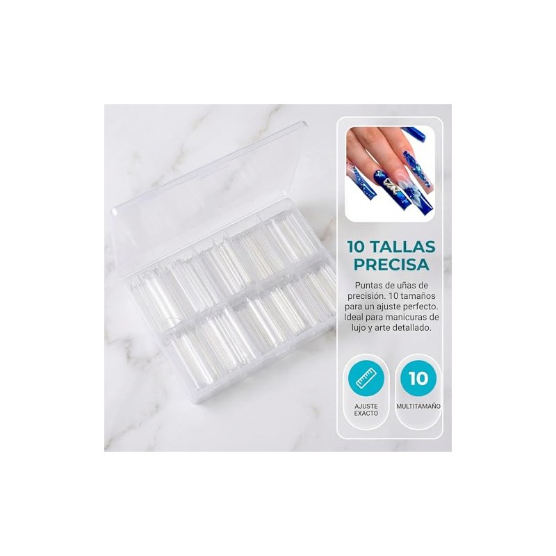 Nivofu 200Pcs Puntas de Uñas Postizas Curvadas en C Largas,