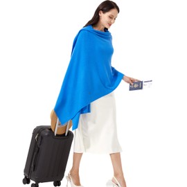 RYYOYY Luxury 100% Cashmere Wrap Soft Scarf Stole Knitted Shawl for Women Wayfarer Travel Extra Large 87"x28" Bright Blue