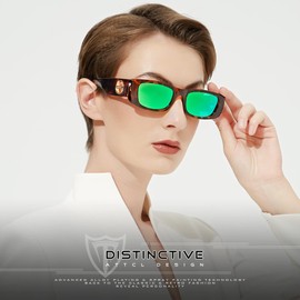 ATTCL Women's Polarized Sunglasses For Women Rectangle Frame Trendy Chunky Sun Glasses with UV Protection 5088 C6 Baowen+green