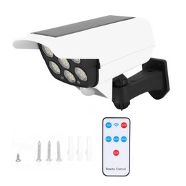Solar LED Wall Light Simulated Camera Induction Lamp Remote Control Garden Street White Light