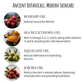 Mesopotamian Face oil for women, Cold-Pressed, Organic Anti Aging Facial Oil, Sea Buckthorn, Safflower, Borage Seed, Rosehip, Jojoba Oil, Squalane, Lavender Oil… 1oz.