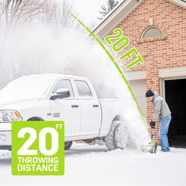 STEELITE 21V Cordless Snow Shovel, 12" Electric Snow Shovel with Directional Plate, 4.0Ah Battery & Charger, 20FT Throw Distance, 300lbs/min Snow Removal, Lightweight 9.9lb for Driveway & Steps