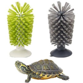 Turtle Brush with Suction Cup for Tank Scratches Back Brush Shell Cleaning Brush Scrub Red Eared Slider Turtle Exfoliate Brush for Remove Turtle Shell Scutes (2PC)