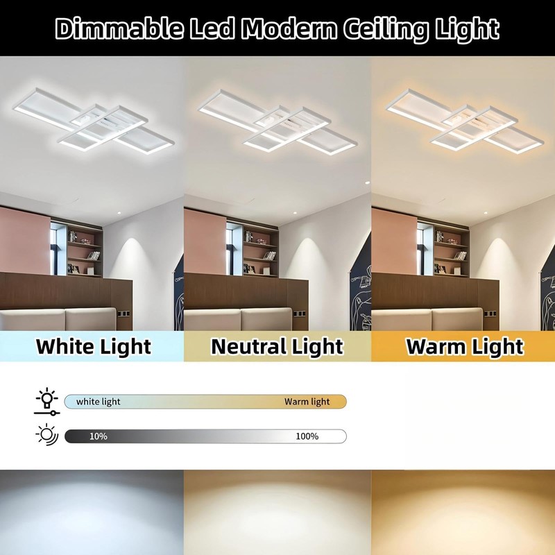 Huilefu Modern Dimmable LED Ceiling Light Fixture,with Remote Control 3