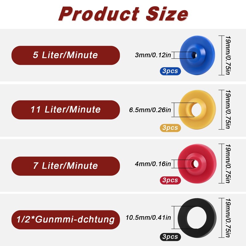 12 Pieces Silicone Shower Head Flow Restrictor Shower Flow Restrictor