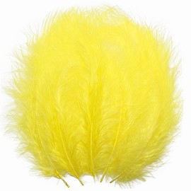 THARAHT 100pcs Fluffy Turkey Marabou Feathers 4-6inch for craft Dream Catcher Decoration Natural Fluffy Turkey Marabou Feathers,Yellow