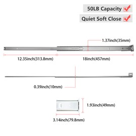 homdiy 10 Pcs 18 Inch Heavy Duty Center Mount Drawer Slides for Cabinet and Dresser Bottom Mount Drawer Slides 3/4 Extension Glide Track