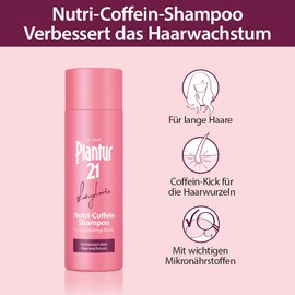 Plantur 21#langehaare Nutri-Coffein Shampoo - 1 x 200 ml - Pflegeshampoo für langes Haar zur Verbesserung des Haarwachstums - silikonfrei und parabenfrei