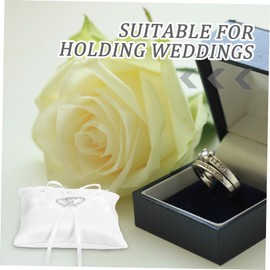 CAXUSD Ring Bearer Basket Embroidery Accessories Engagement Ring Pillow Pearl Decor Double Heart Ring Pillow Ring Bearer Pillow Macrame Decor Mini Ring Rural Bride White Wedding Pillow