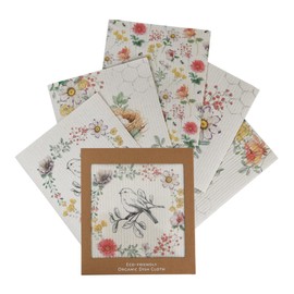 Z&Z ornamentorum Reusable Paper Towels German Kitchen Dish Towels 5 Pcs Watercolor Dish Towels No Odor Biodegradable Non-Scratch Reusable Dishcloths for Kitchen Bird Nest