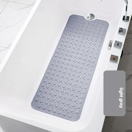Bathtub Mat 40 x 16 inches, Machine Washable Bathroom Mats Massage Bathtub Mat Bath Shower Mat with Suction Cups (Grey)