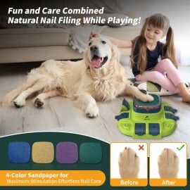 3-in-1 Puzzle Toy & Dog Nail File, Enrichment Toys with Treat Dispenser, Scratch Pad for Nails with 8 Sandpapers, YellowColor: Yellow, Volume: 200g