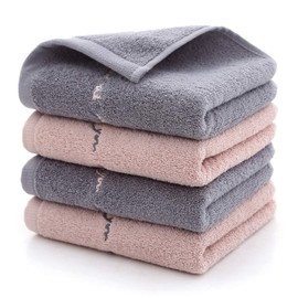 Etech Face Towels, 29.1 x 13.4 inches (74 x 34 cm), 100% Cotton, Set of 4, Gray & Pink in 2 Colors, Instant Absorption, Quick Drying, Antibacterial, Odor Resistant, Perfect for Home, Hotels, Sports, Etc., Soft to the Skin, Gift (2 Colors)