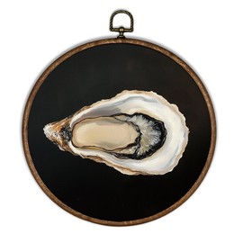 XBBMGG Coastal Beach Oyster Wall Art Decor, Vintage Nautical Oyster Round Wall Hanging Decor, Costal Beach Seafood Framed Canvas Prints for Kitchen Living Room Bathroom Decorations,10x10inch