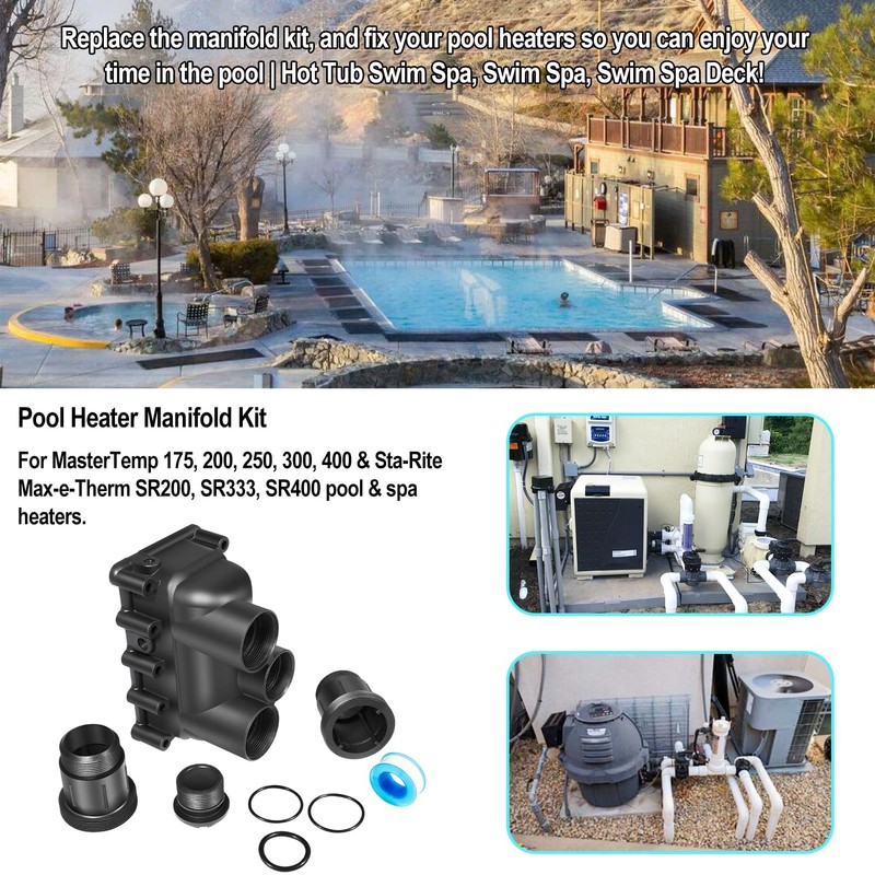 Pool Heater Manifold Replacement Parts Kit Fit For Pentair MasterTemp