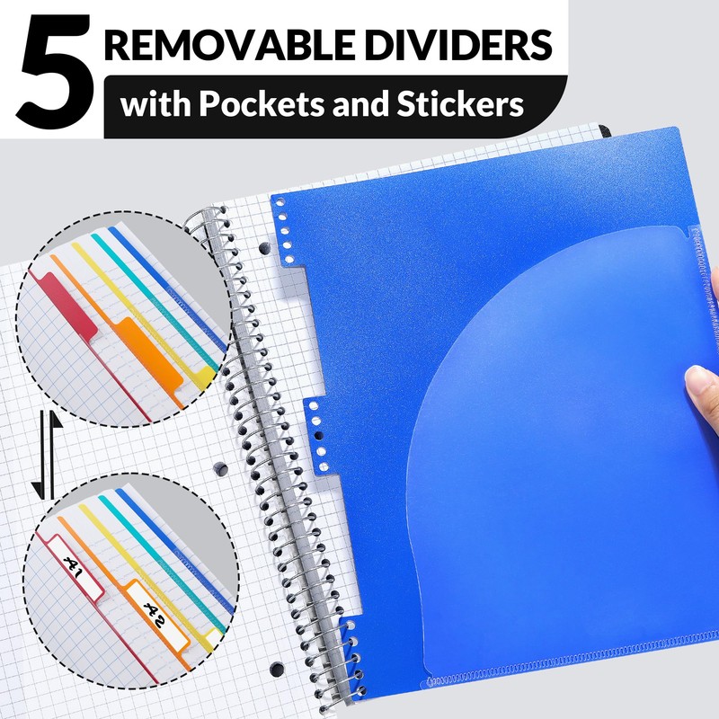SUNEE 5 Subject Graph Paper Notebook - 400 Pages, 9"x11",
