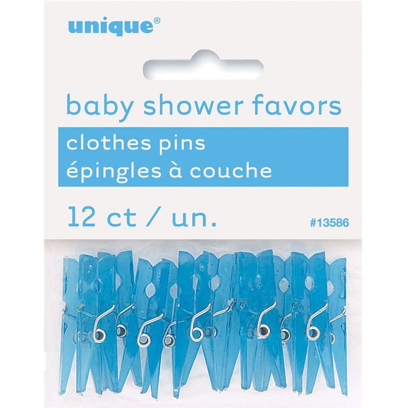 Unique Mini Plastic Blue Clothespins Favors, 1.25"