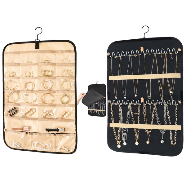 Jewellery Storage System - Jewellery Storage Wall Earring Organiser Chains with Lid 1 Small, Small, Black