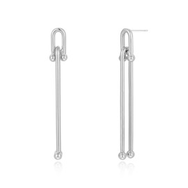 Silver Paper Clip Earrings Long Ball Paperclip Chain Link Dangle Drop Geometric Jewelry Chunky Statement Gifts for Women