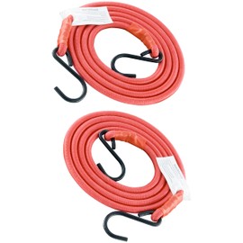 HELIDA Bungee Cords with Hooks, 3/8 Inch Thick Round Bungee Cord Heavy Duty Strong Hooks for Bike Rack, Cart, Trunk, Camping (72 inches 2 pcs, Red)