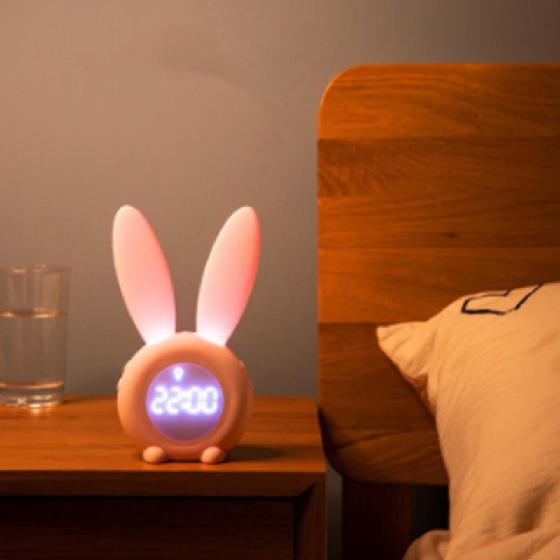 Digital Alarm Clock Cute Bunny Shape LED Night Light Luminous