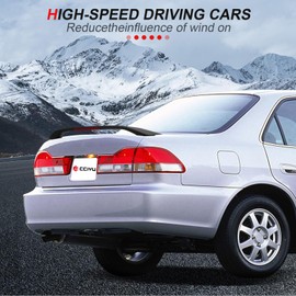 cciyu Rear Trunk Lip Spoiler Wing Fits for 1998-2002 for Honda Accord Racing Trunk Spoiler With 3rd Brake Light(ABS Matte Black)