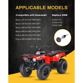 QUICKWOLF Bayou Fuel Gauge, Prairie Gas Gauge Compatible for Kawasaki Bayou 220 250 300 400 Prairie 300 400 KLF220 KLF250 KLF300 KLF400 Replace OEM 52005-0735 52005-1121 52005-1086