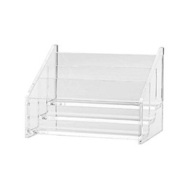 Marketing Holders 4 Pack Business Card Holder 3 Slot 3 Tier Acrylic Desktop Holds 3.5" x 2" Reminder Cards for Reception Areas Networking Events Retail Stores Professional Offices Salons Clear