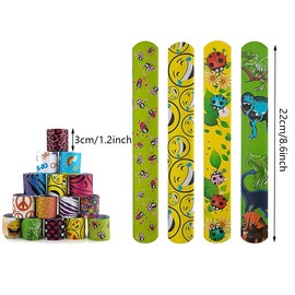 30 pcs Slap Bracelets for Kids Bulk Snap Bands Wristband Party Favors Boys Girls Birthday Parties Gifts Toys Bag Fillers Robot Princess Magic Wristbands Christmas Gift Over 3 years old