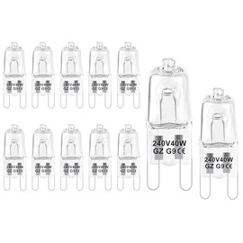 JOPHEK JOPHEK G9 halogen bulbs, 12 x halogen 220V 40W pin base lamp, dimmable halogen lamp suitable for high temperatures, halogen pin base lamp for ovens and microwaves, extractor hoods