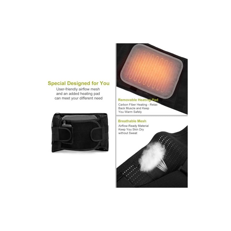 HONGJING Back Support Belt with Heat for Lower Back Pain