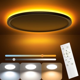 AmazeFan LED Ceiling Light Dimmable - 24 W 2400 LM Ceiling Light with Remote Control - 6 W Night Light Warm - LED Ceiling Light Flat for Bedroom Children's Room Living Room Round (24 W-29 cm White)