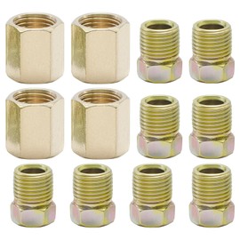 MospdyGear Universal Brass Brake Pipe Fitting Kit, 12 Pcs Brake Line Connector 7/16 in-24 Thread for 1/4 inch Brake Pipe