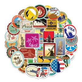 Travel Map Building Stickers 100Pcs for Laptop Water Bottles Skateboard Computer Phone Sticker Pack for Kids/Teen