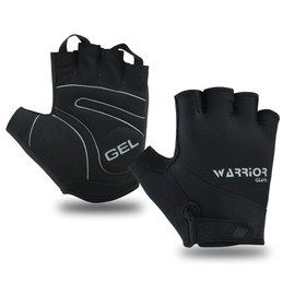 warrior gears Half-Finger Cycling Gloves - Lightweight Bicycle gloves - Anti-Slip Grip & Breathable, Gel-Padded for Shock Absorption - Fingerless Bicycle Short Gloves for Men’s (Black, XXL)